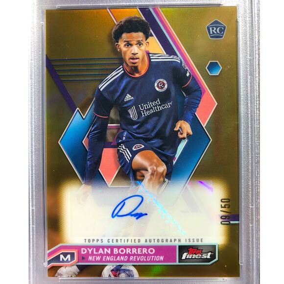 2023 Topps Finest MLS Auto Gold Refractor ADB Dylan Borrero Revolution /50 PSA10 - Picture 3 of 8